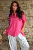 Pia Pillow Cotton Embroidered Tile Classic Shirt Hot Pink